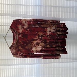 Maroon Tauple Crumple Tie Dye Top